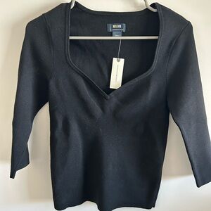 Maeve Black Heart Shaped V-Neck Sweater